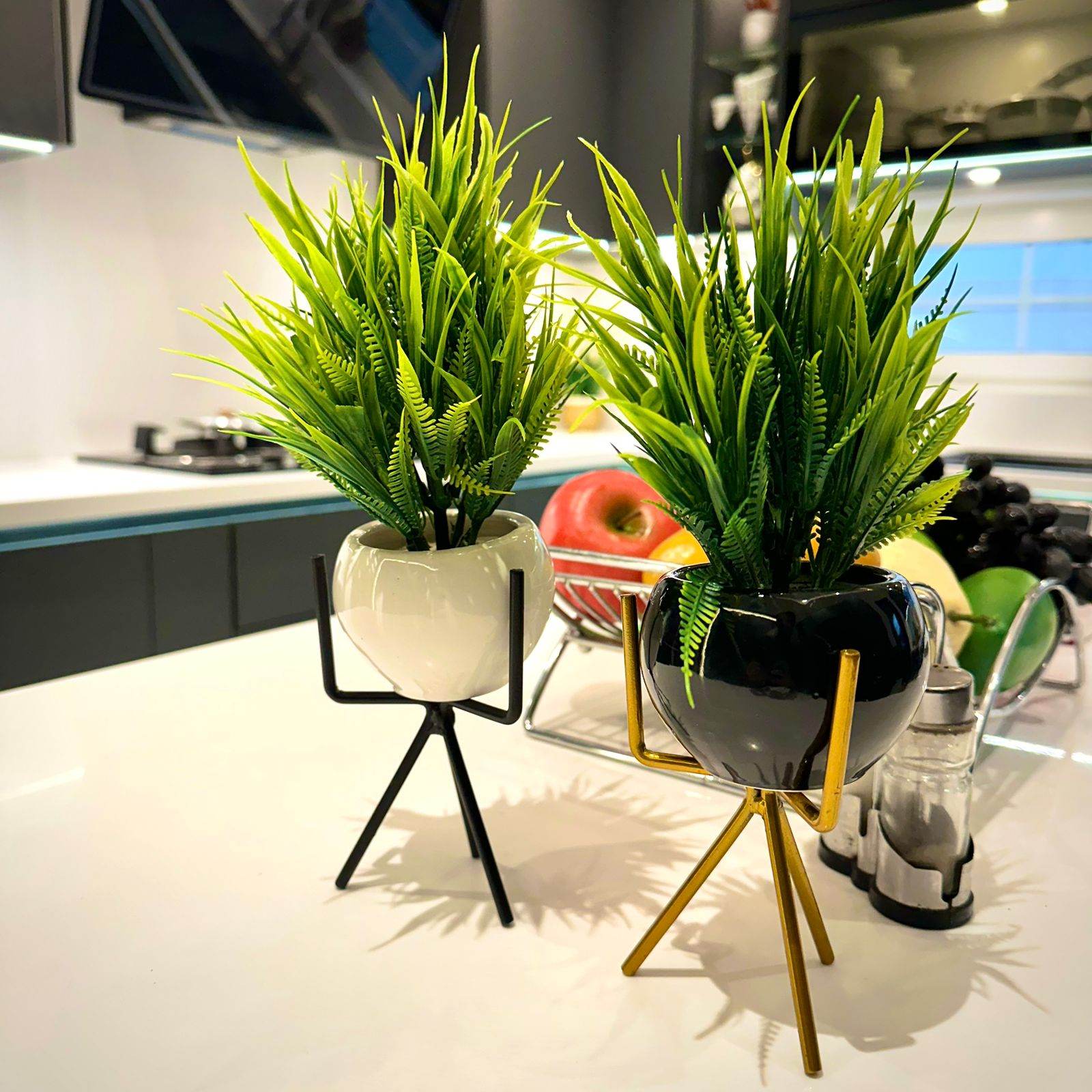 Luxury Ceramic Planters with Metal Stands - Futurestore.pk