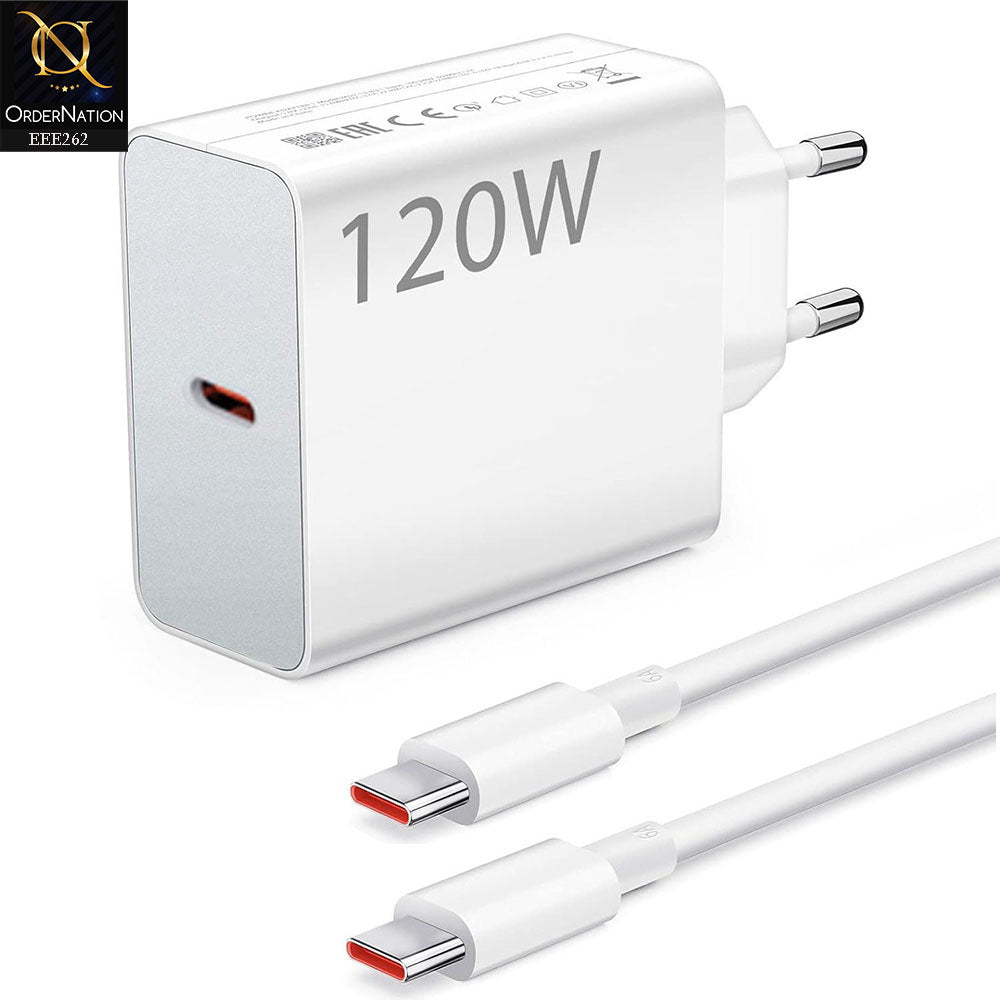 Xiaomi 120W Fast Charger with Type-C To C Cable - White