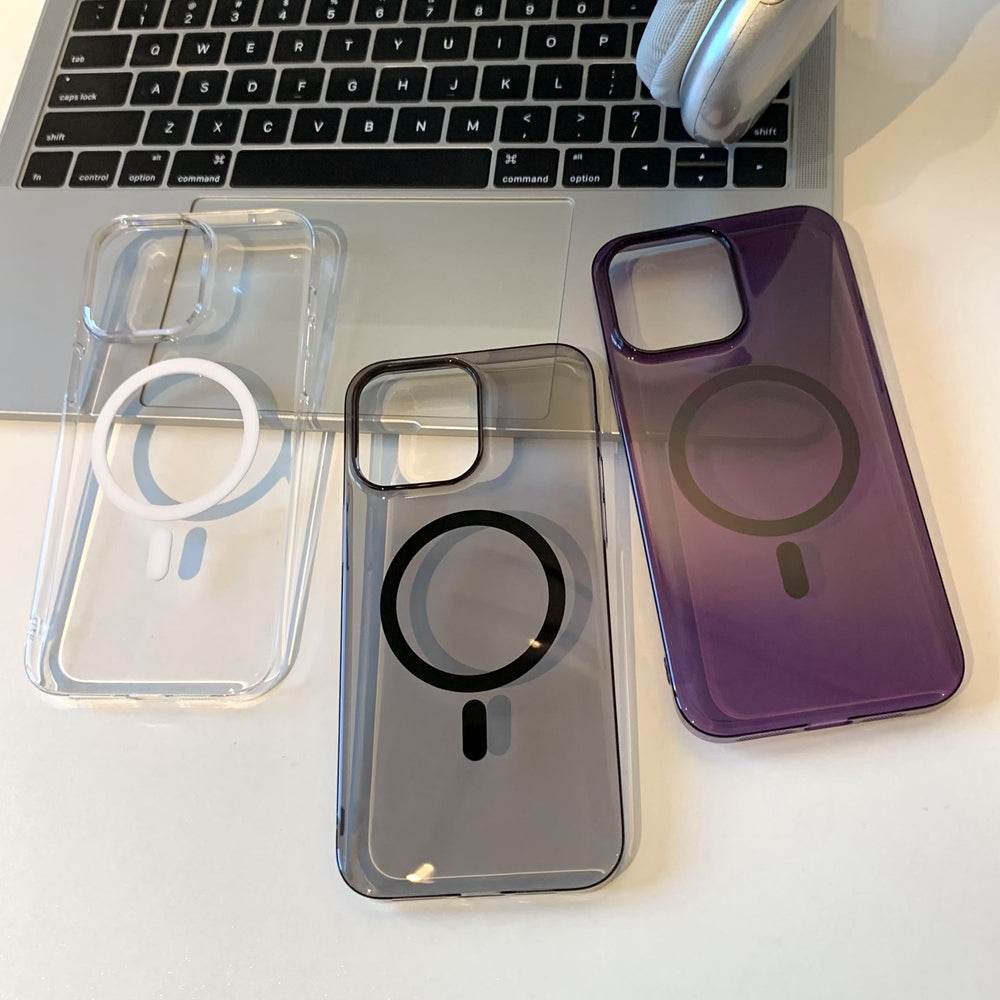 iPhone 16 Pro Max Cover - Black - Ultra Thin HD Clear Hard PC Magsafe Case Magnetic Transparent Back Cover - Futurestore.pk