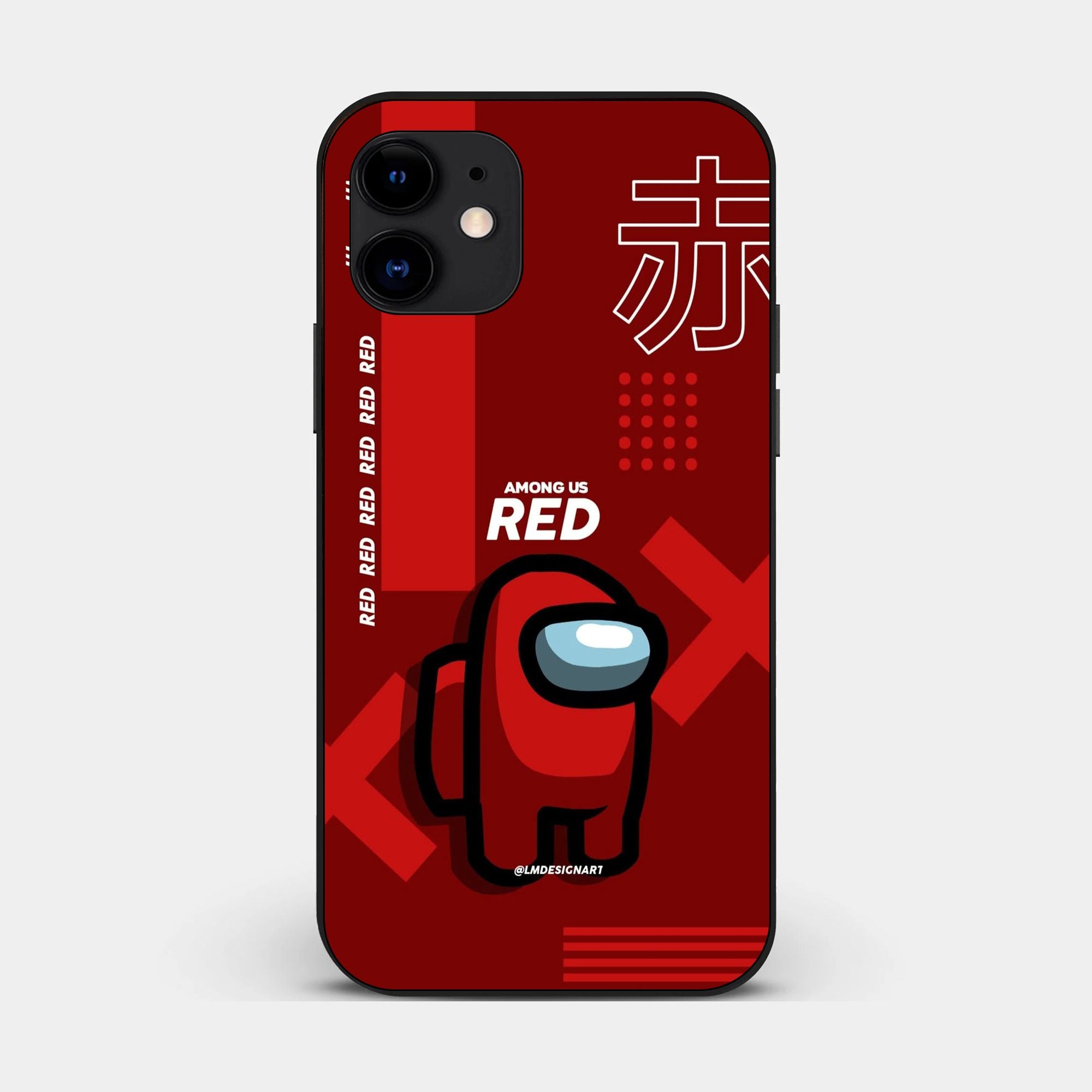 iPhone 12 Mini - A Red Robot With Background - Premium Glossy Phone Case