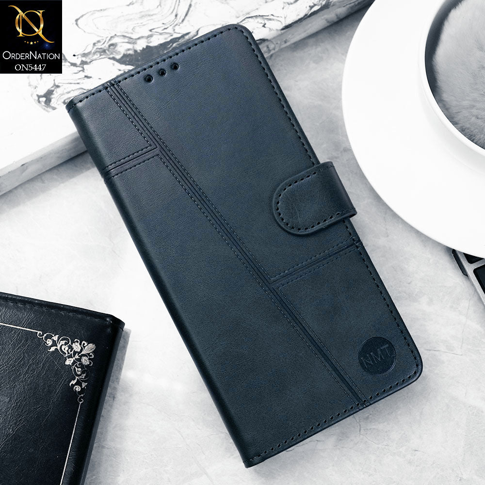 Vivo Y29 4G Cover - Blue - Premium Leather Megantic Flip Book Covers With Card Holding Option