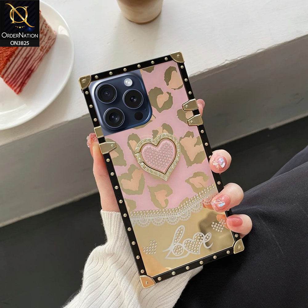 iPhone 16 Pro Max Cover - Design1 - Heart Bling Diamond Glitter Soft TPU Trunk Case With Ring Holder - Futurestore.pk