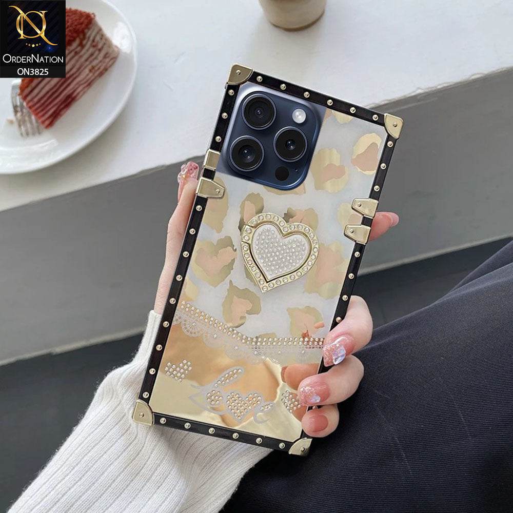 iPhone 16 Pro Max Cover - Design2 - Heart Bling Diamond Glitter Soft TPU Trunk Case With Ring Holder - Futurestore.pk