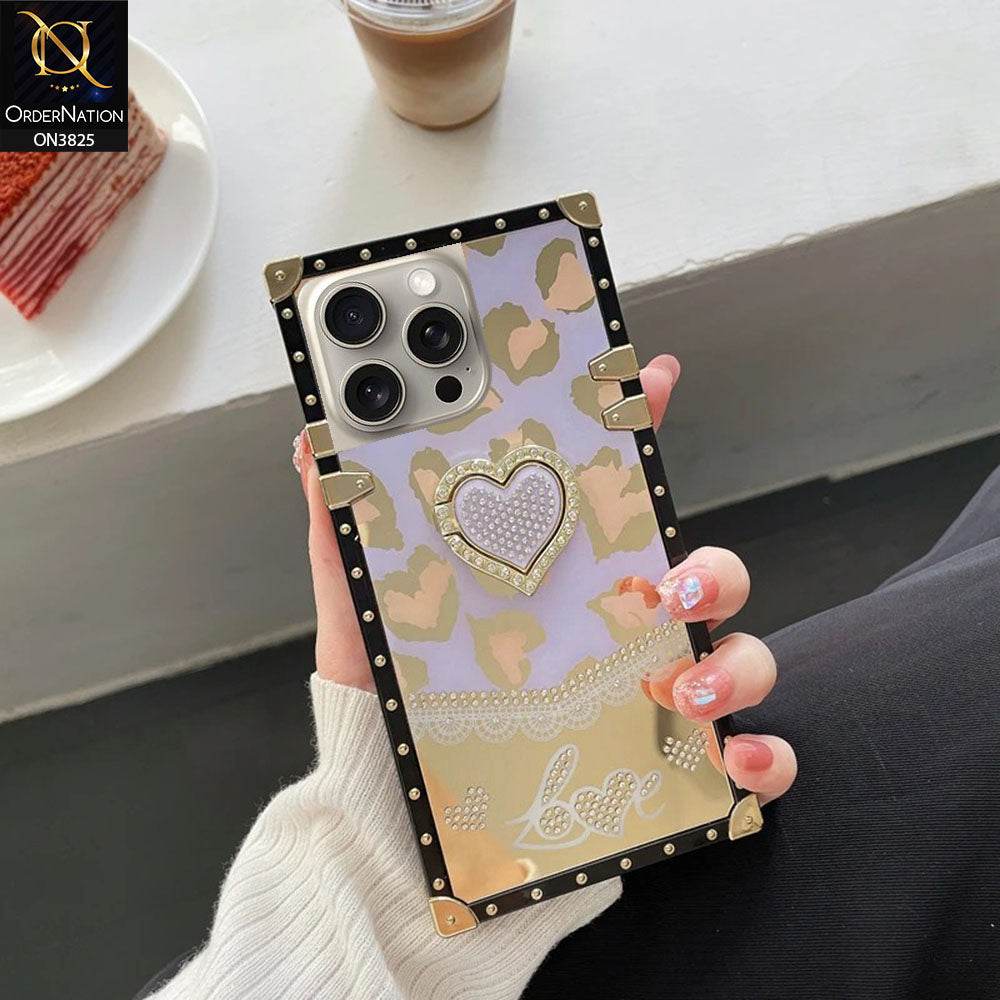 iPhone 16 Pro Max Cover - Design3- Heart Bling Diamond Glitter Soft TPU Trunk Case With Ring Holder - Futurestore.pk