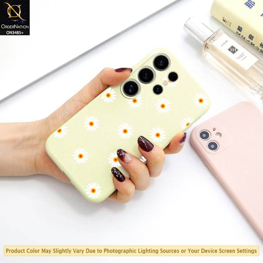 Samsung Galaxy S24 Ultra Cover - ONation Daisy Series - HQ Liquid Silicone Elegant Colors Camera Protection Soft Case - Futurestore.pk