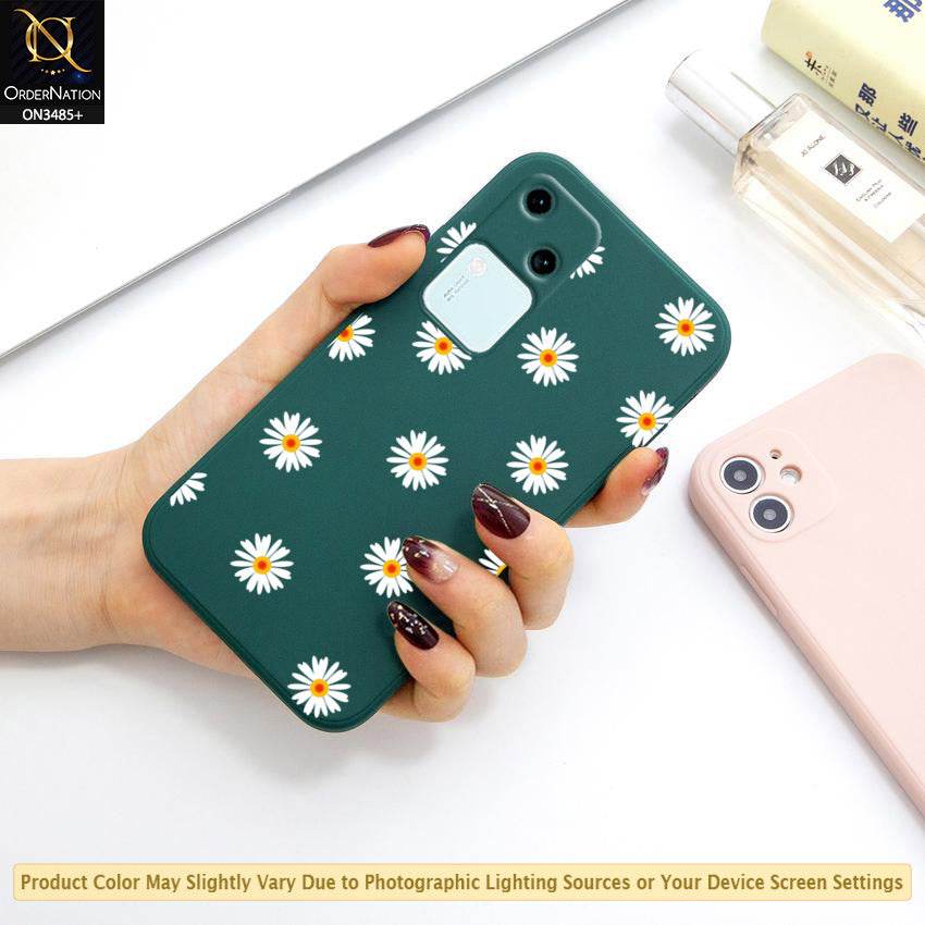 Vivo V30 Cover - ONation Daisy Series - HQ Liquid Silicone Elegant Colors Camera Protection Soft Case - Futurestore.pk