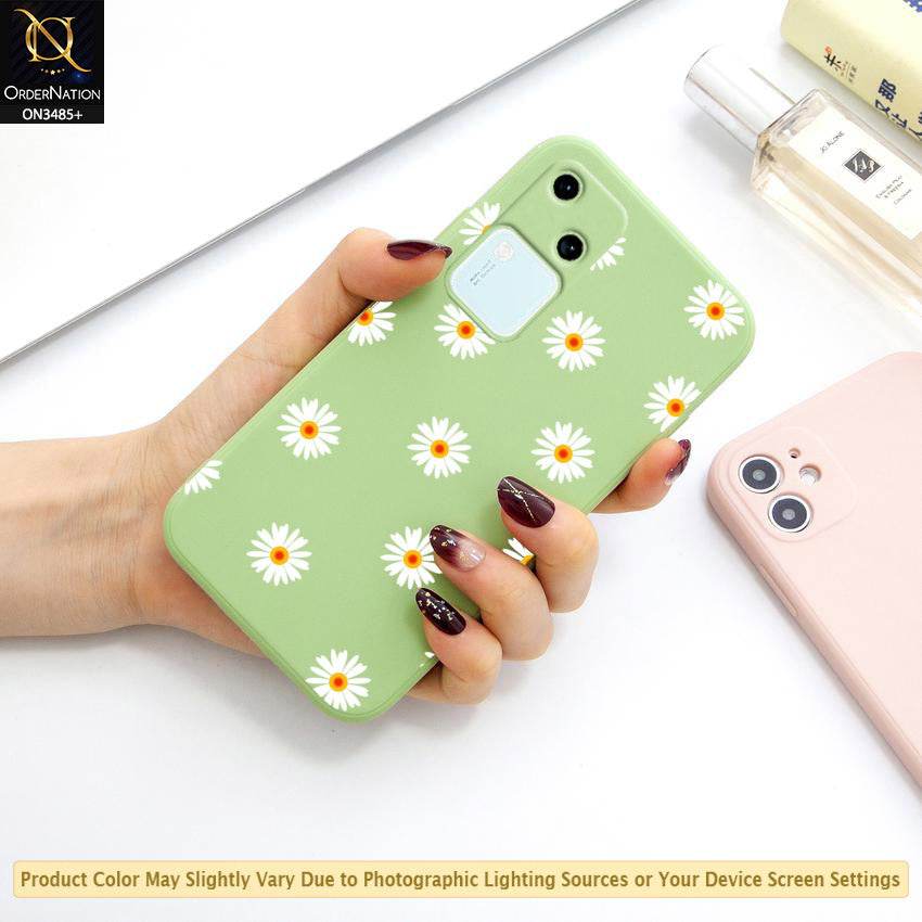 Vivo V30 Cover - ONation Daisy Series - HQ Liquid Silicone Elegant Colors Camera Protection Soft Case - Futurestore.pk