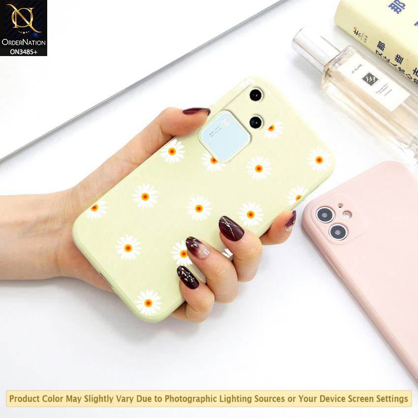 Vivo V30 Cover - ONation Daisy Series - HQ Liquid Silicone Elegant Colors Camera Protection Soft Case - Futurestore.pk