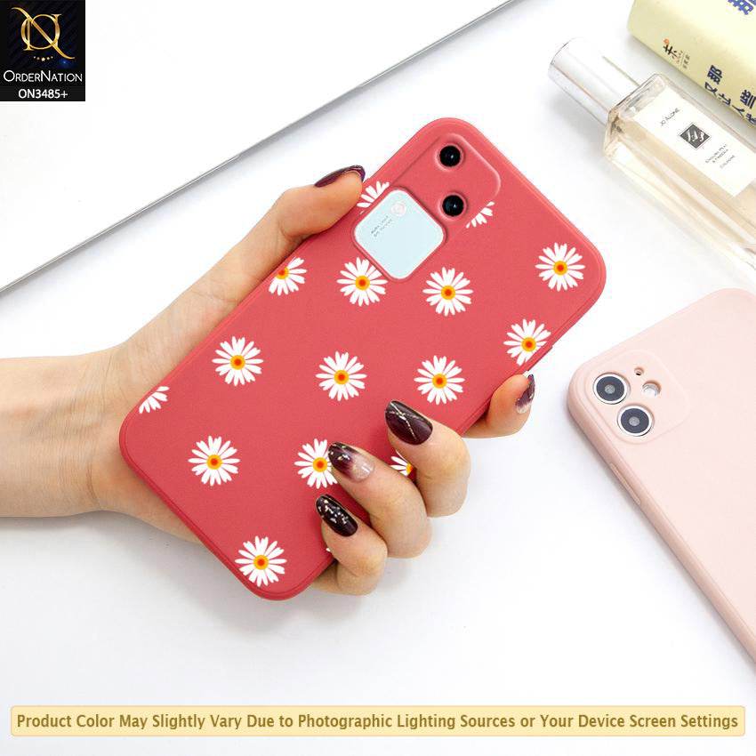Vivo V30 Cover - ONation Daisy Series - HQ Liquid Silicone Elegant Colors Camera Protection Soft Case - Futurestore.pk