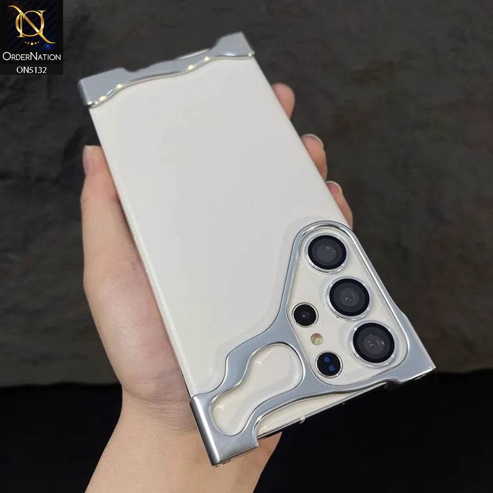 Samsung Galaxy S24 Ultra Cover - Gray - New Trendy Alloy Metal Minimalist Phone Case With Camera Protectors - Futurestore.pk