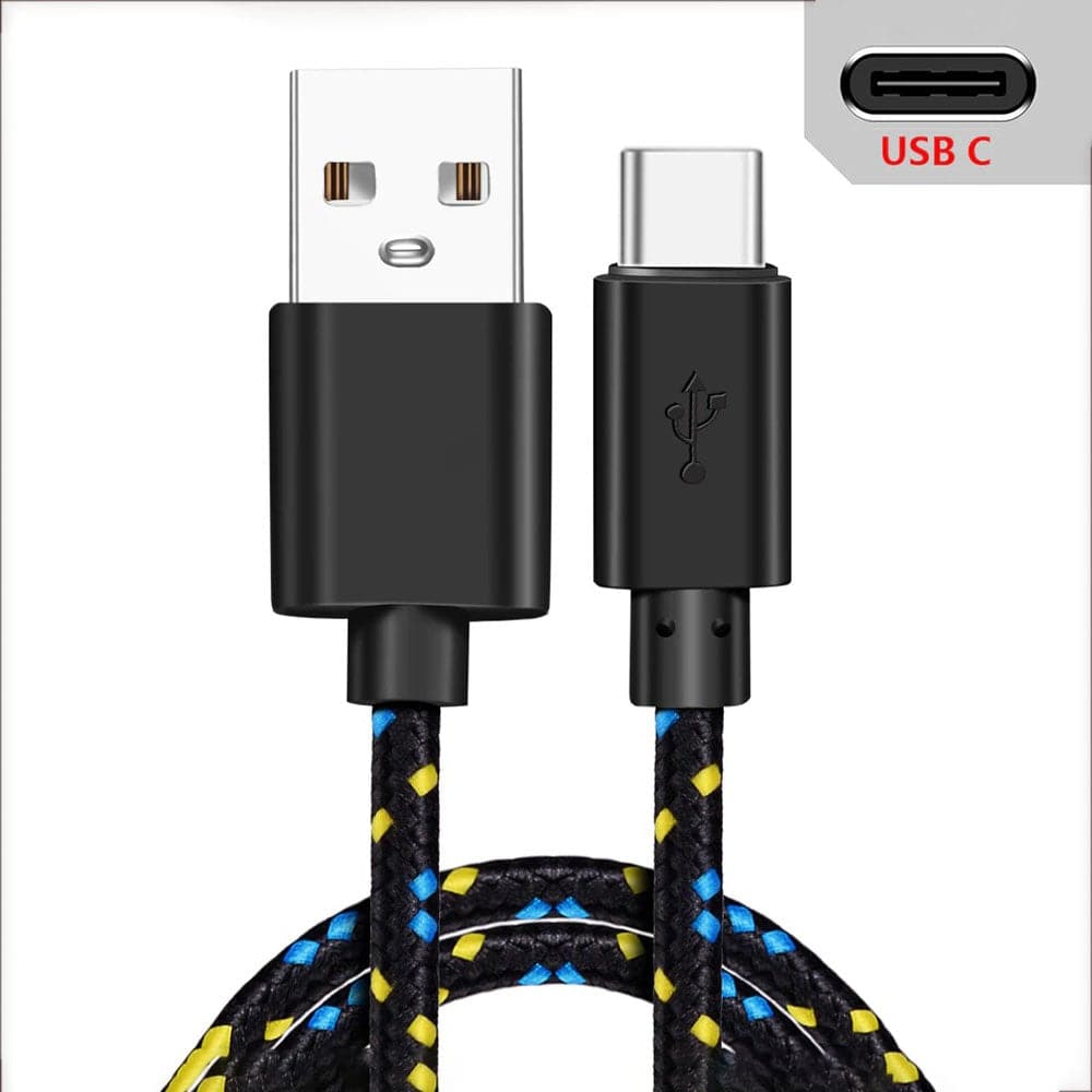 Black - 2M - Type-C - Premium Quality Braided Wire Type-C USB Cable Sync Nylon Woven Charger Cord