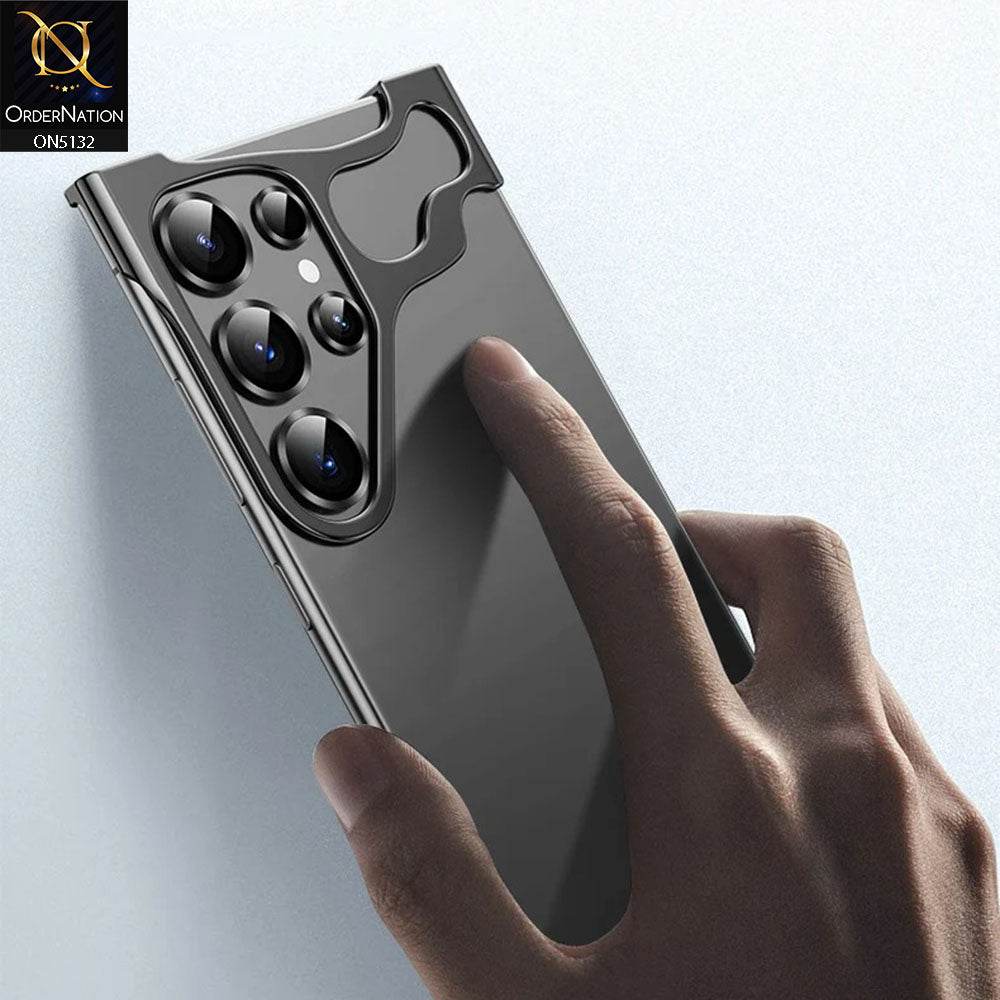 Samsung Galaxy S24 Ultra Cover - Gray - New Trendy Alloy Metal Minimalist Phone Case With Camera Protectors - Futurestore.pk