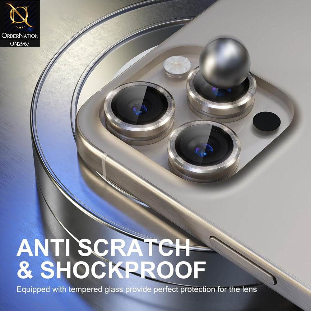 iPhone 16 Pro Max Protector - Metal Ring Camera Glass Protector - Futurestore.pk