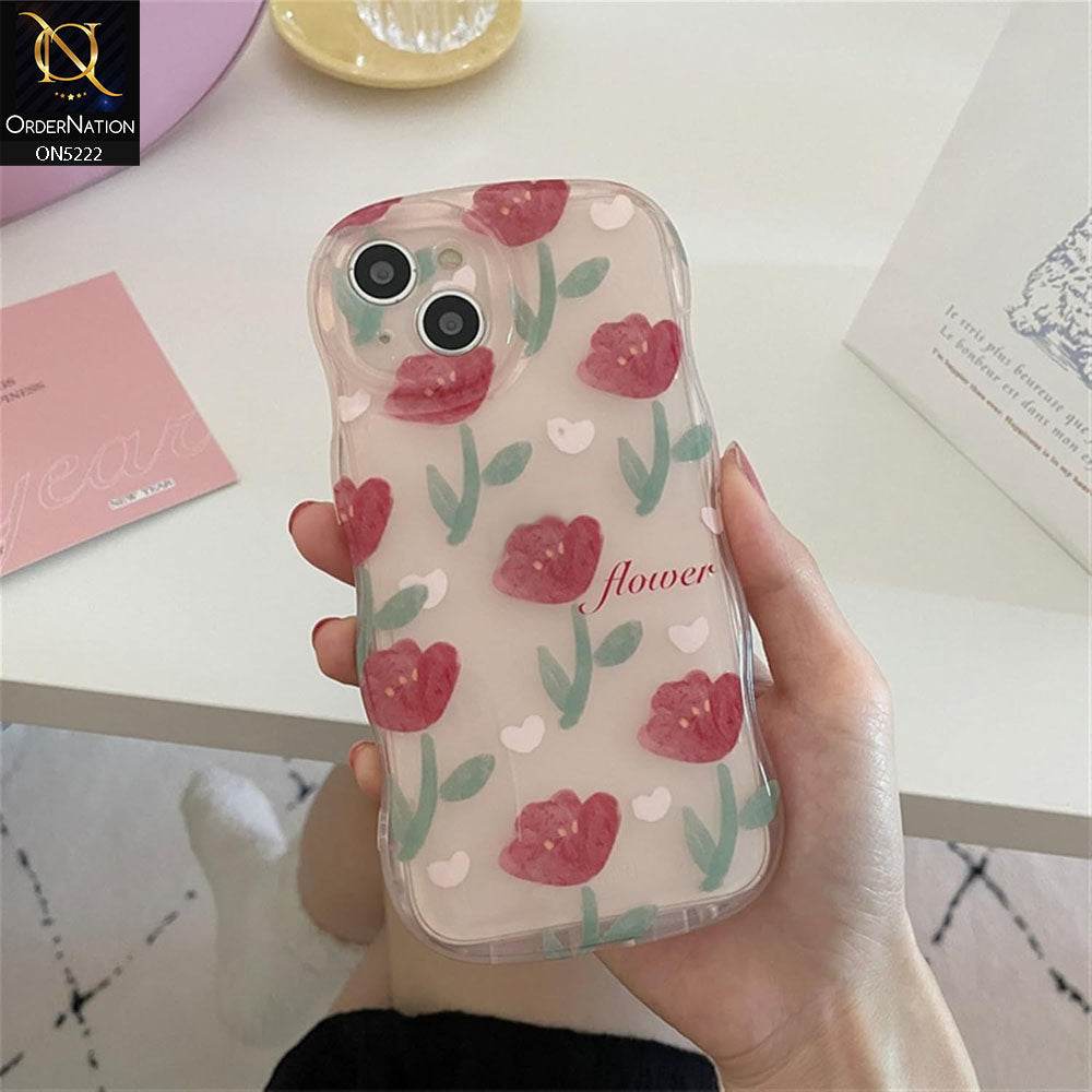 iPhone 13 Cover - Pink - Cute Romantic Red Tulip Flowers Print Soft Case With Camera Protection - Futurestore.pk