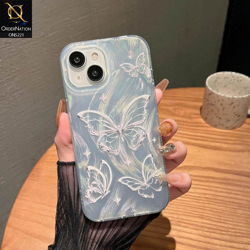 iPhone 13 Cover - Silver - Luxury Silver-Plated Feather Butterfly Dreams Soft Case - Futurestore.pk
