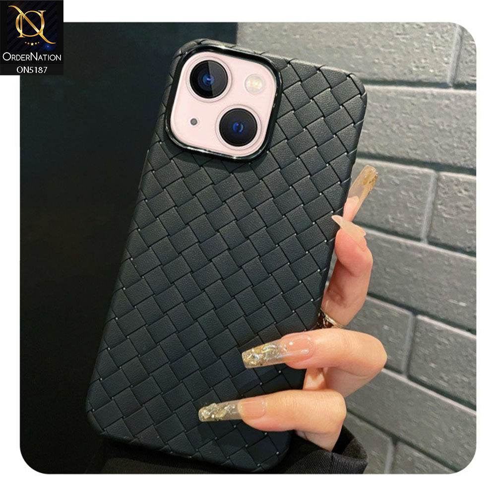 iPhone 13 Cover - Black - New Woven Design Leather Feel Soft TPU Case - Futurestore.pk