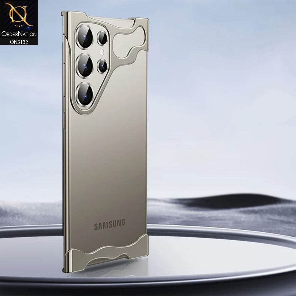Samsung Galaxy S24 Ultra Cover - Gray - New Trendy Alloy Metal Minimalist Phone Case With Camera Protectors - Futurestore.pk