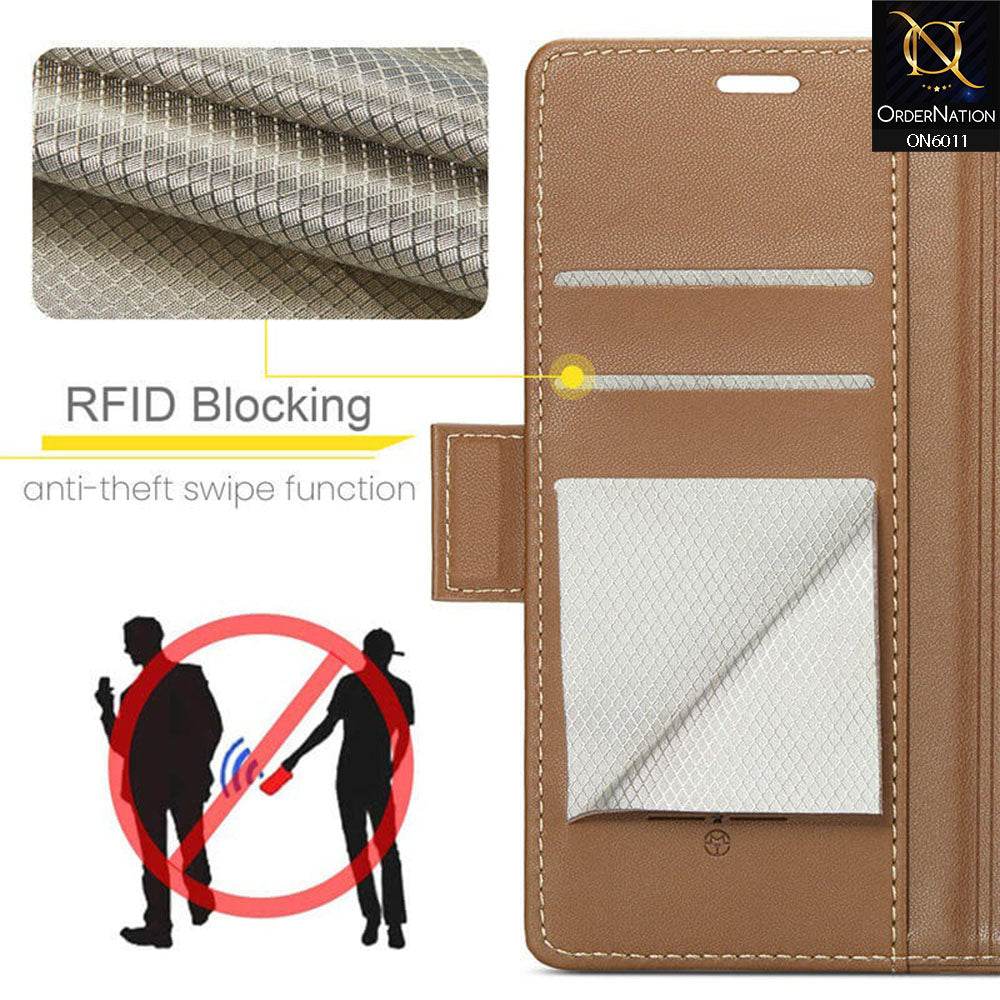 Samsung Galaxy S24 Ultra Cover - Brown - CaseMe Classic Leather Wallet RFID Blocking Magnetic Buckle Flip Book Case