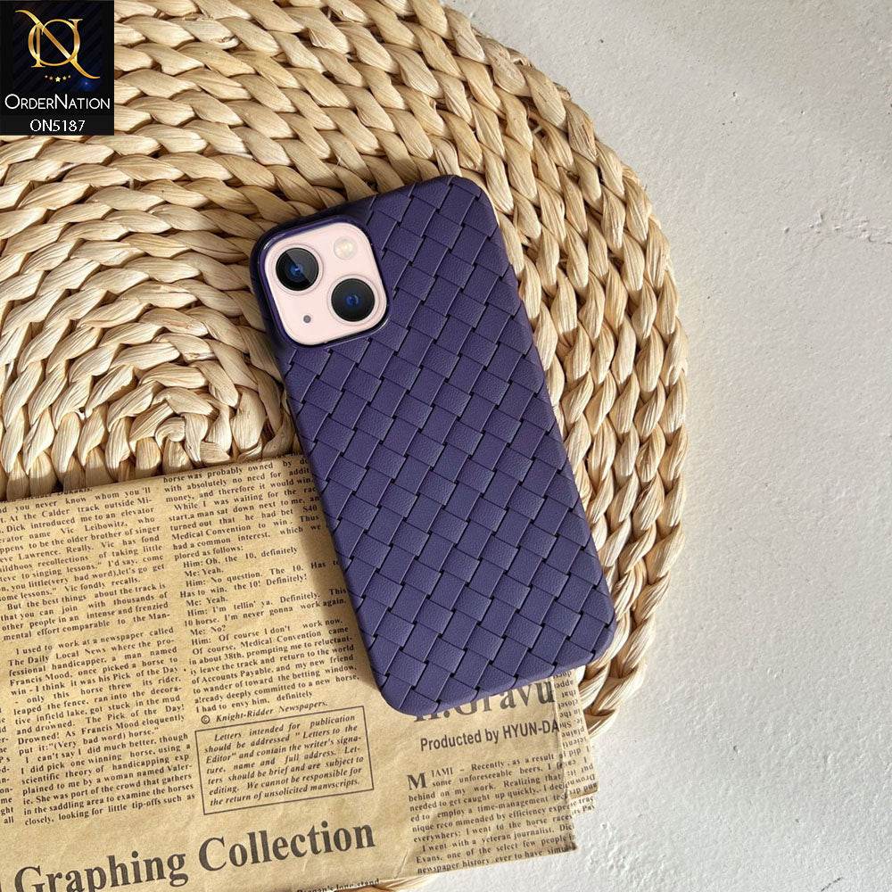 iPhone 13 Cover - Deep Purple - New Woven Design Leather Feel Soft TPU Case - Futurestore.pk