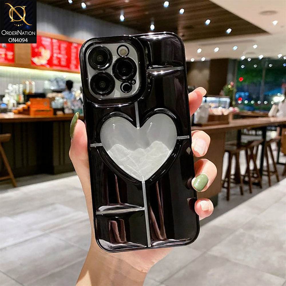 iPhone 13 - Purple - Electroplating 3D Hollow Love Heart Soft Case