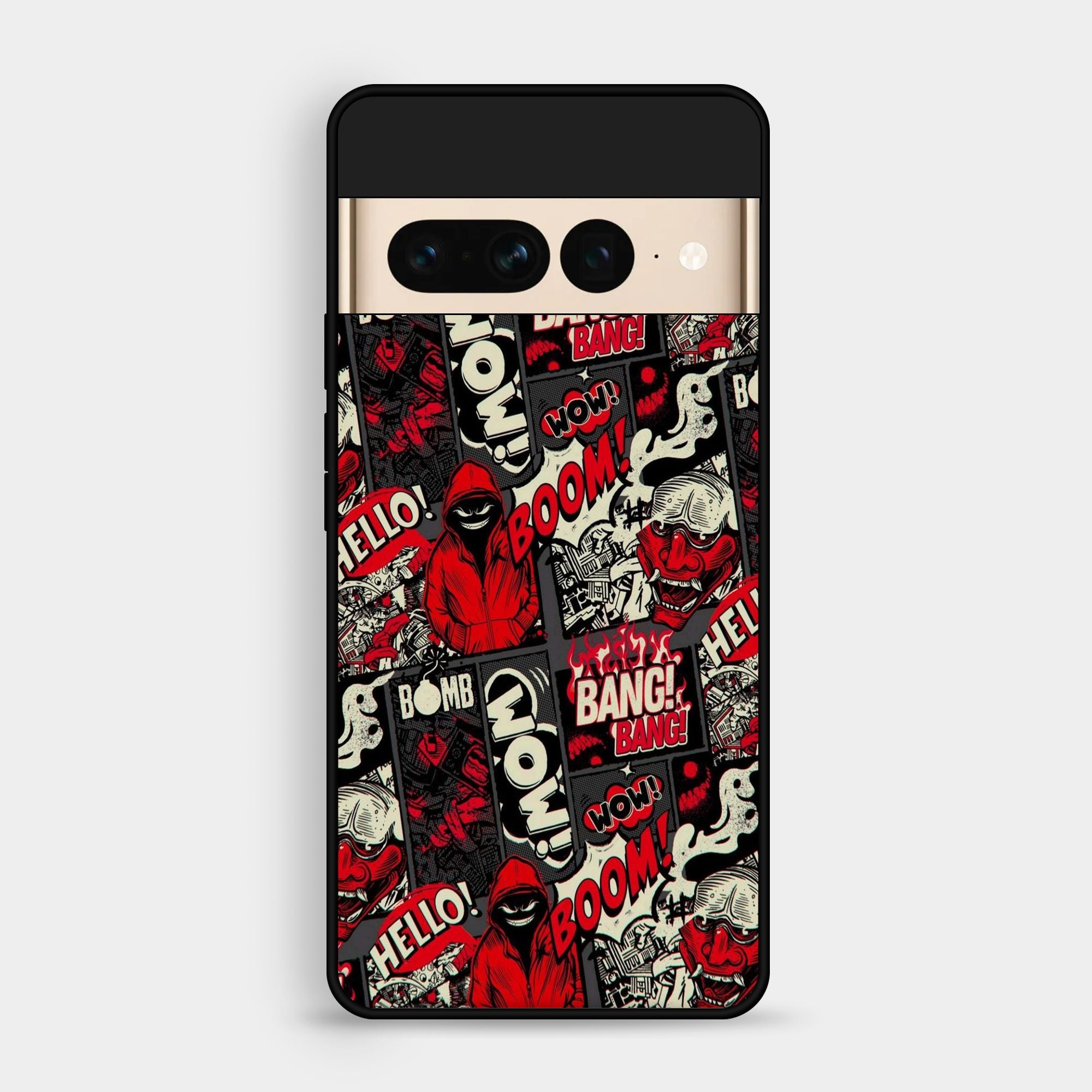 Google Pixel 7 Pro A Pattern Of Red And - Premium Metal Printed Soft Bumper Shock Proof Case