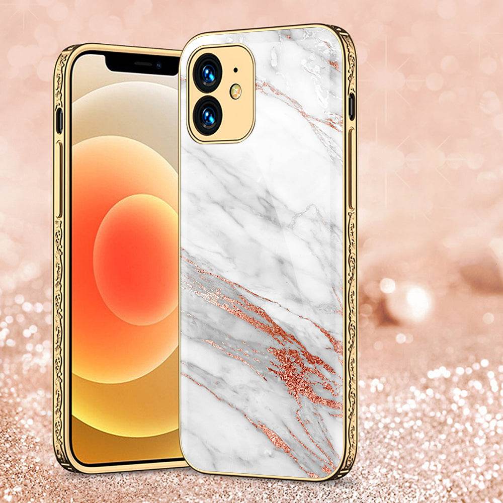iPhone 11 Cover - White Marble Series - Premium Electroplated Shutterproof Case Soft Silicon Borders Case - Futurestore.pk