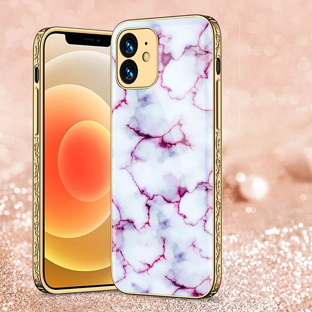 iPhone 11 Cover - White Marble Series - Premium Electroplated Shutterproof Case Soft Silicon Borders Case - Futurestore.pk