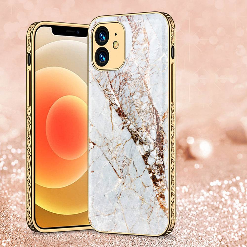 iPhone 11 Cover - White Marble Series - Premium Electroplated Shutterproof Case Soft Silicon Borders Case - Futurestore.pk