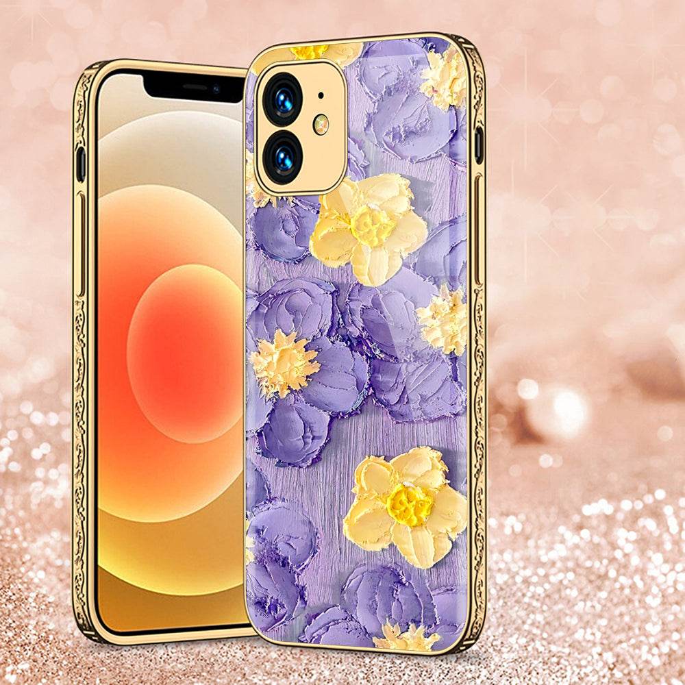 iPhone 11 Cover - Floral Series - Premium Electroplated Shutterproof Case Soft Silicon Borders Case Design8