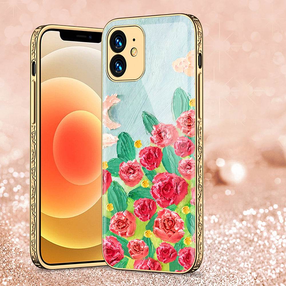 iPhone 11 Cover - Floral Series - Premium Electroplated Shutterproof Case Soft Silicon Borders Case Design10
