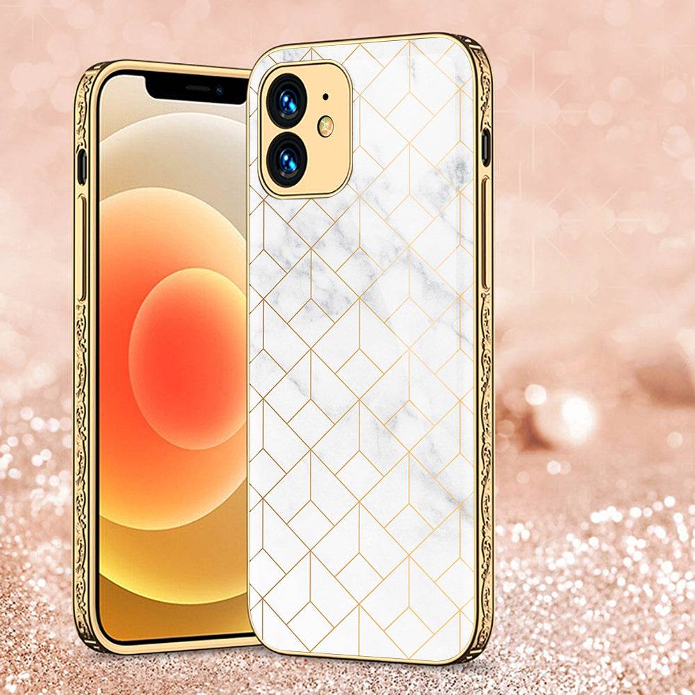 iPhone 11 Cover - White Marble Series 2 - Premium Electroplated Shutterproof Case Soft Silicon Borders Case - Futurestore.pk