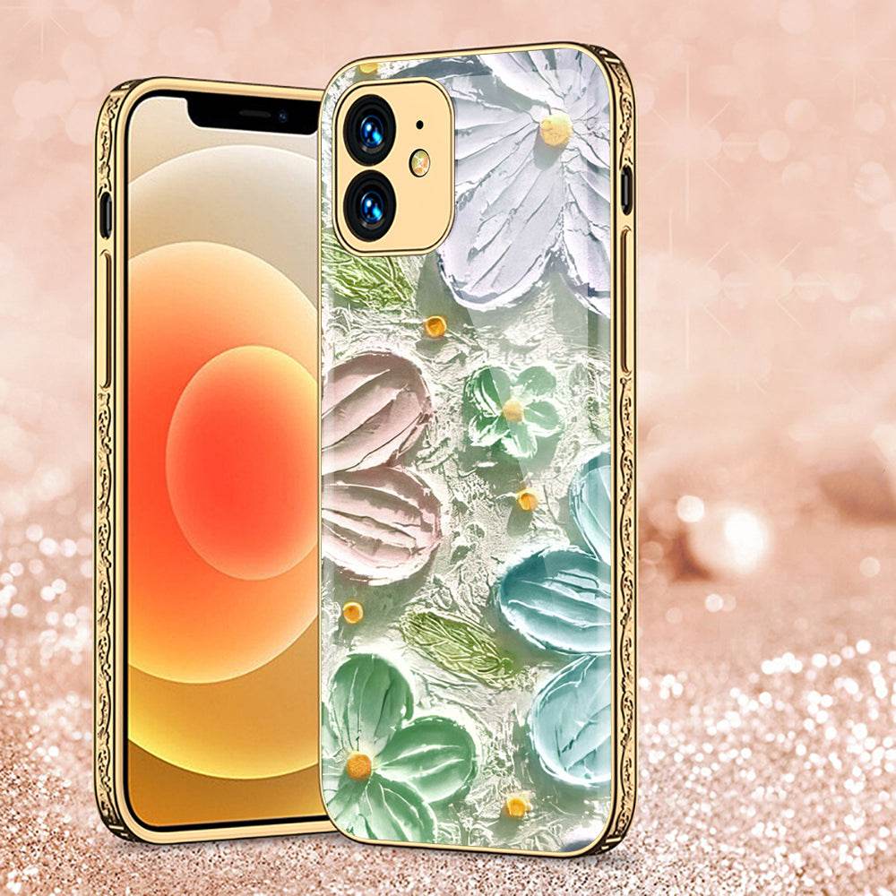 iPhone 11 Cover - Floral Series - Premium Electroplated Shutterproof Case Soft Silicon Borders Case Design15