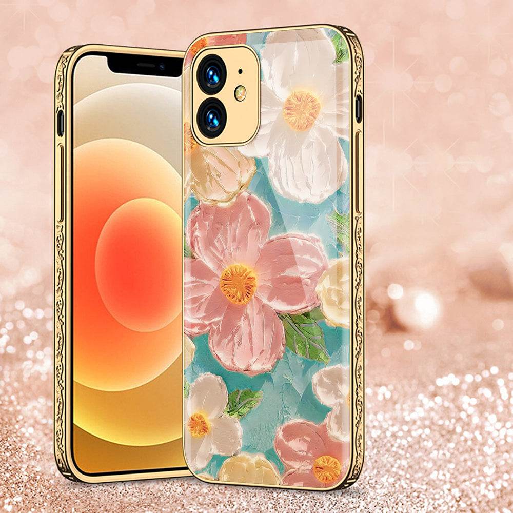 iPhone 11 Cover - Floral Series - Premium Electroplated Shutterproof Case Soft Silicon Borders Case Design16