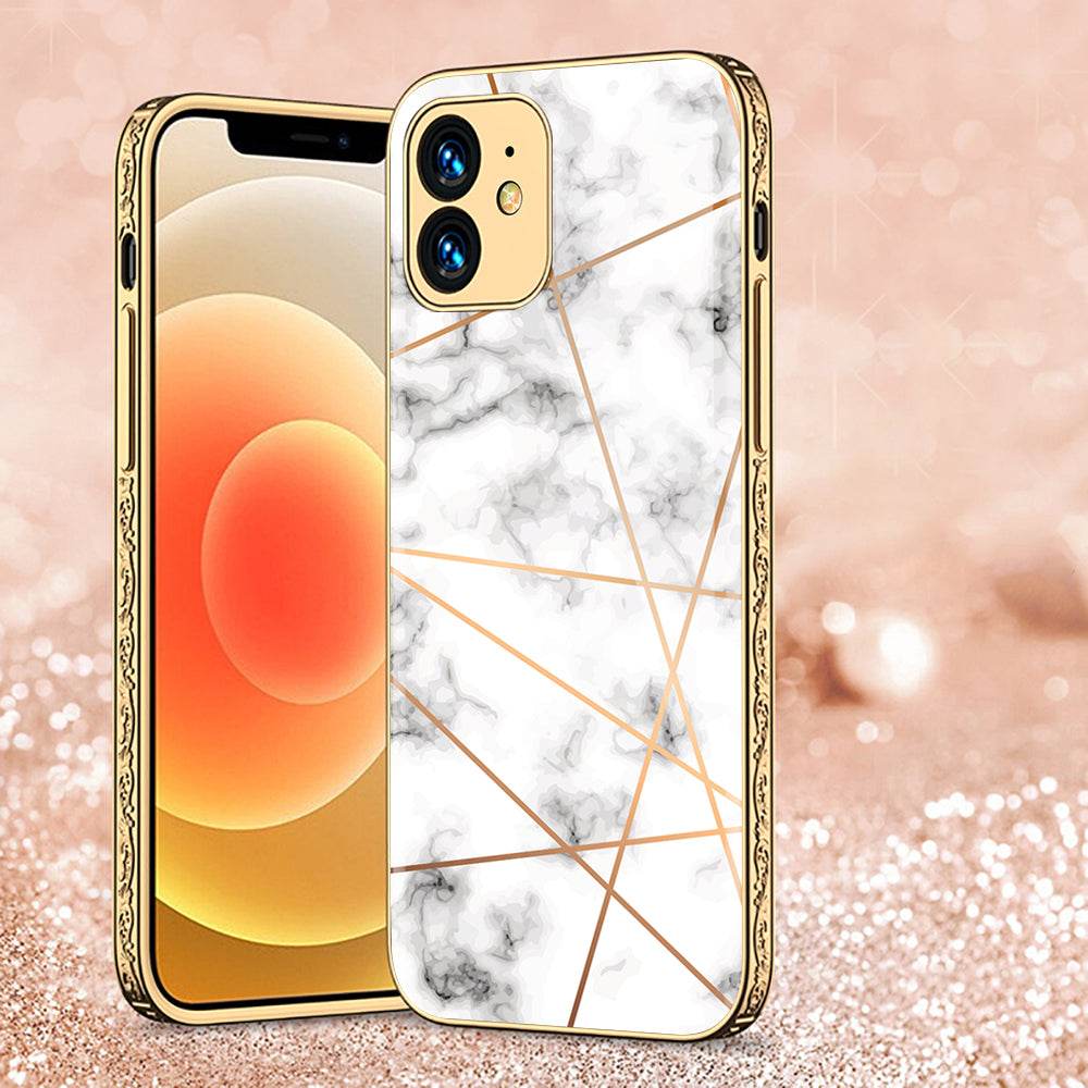 iPhone 11 Cover - White Marble Series 2 - Premium Electroplated Shutterproof Case Soft Silicon Borders Case - Futurestore.pk