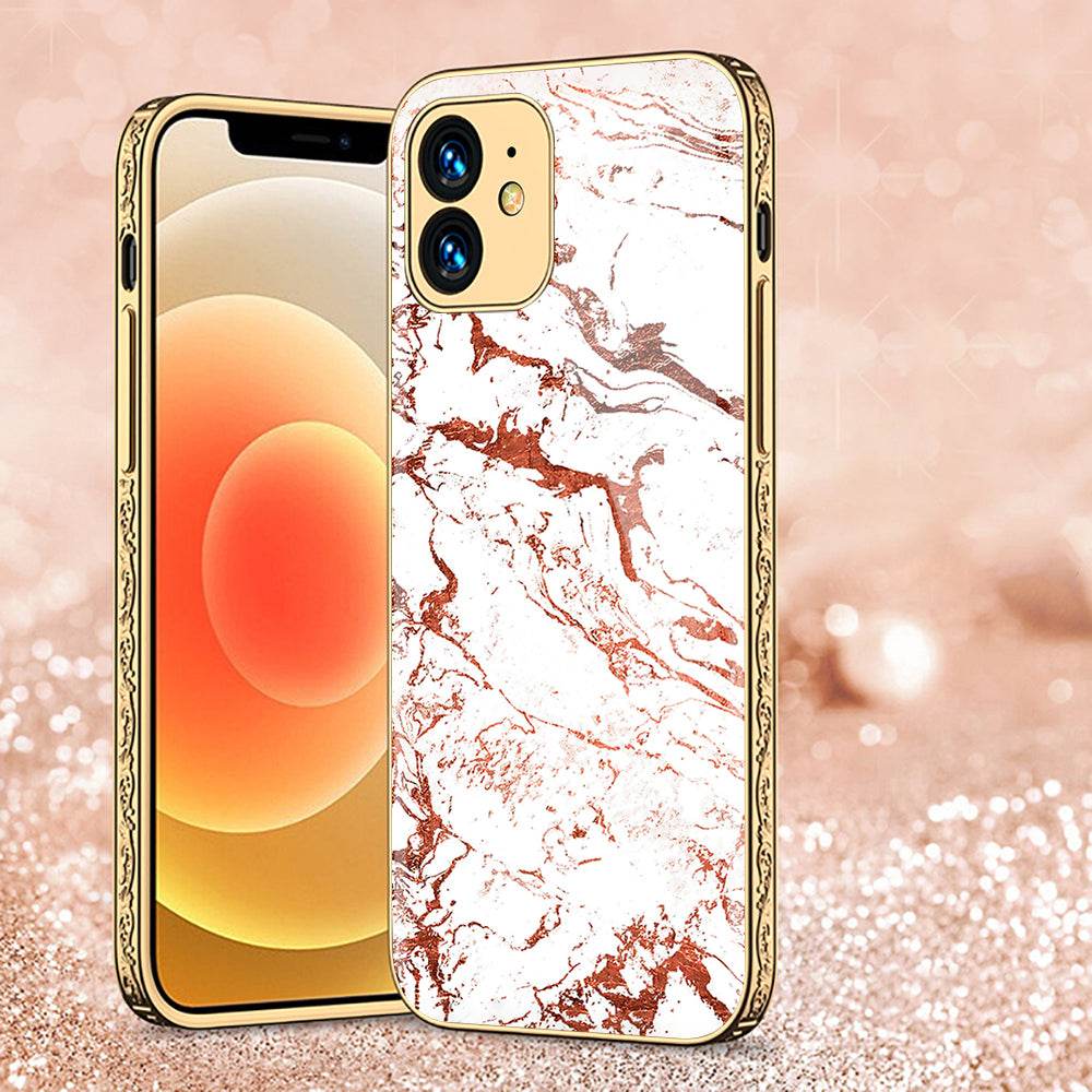 iPhone 11 Cover - White Marble Series 2 - Premium Electroplated Shutterproof Case Soft Silicon Borders Case - Futurestore.pk