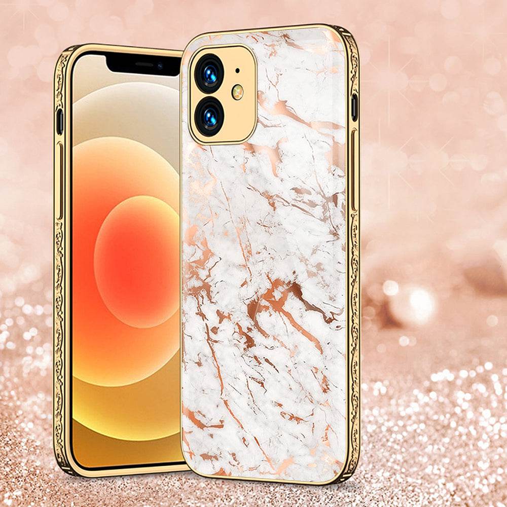 iPhone 11 Cover - White Marble Series 2 - Premium Electroplated Shutterproof Case Soft Silicon Borders Case - Futurestore.pk