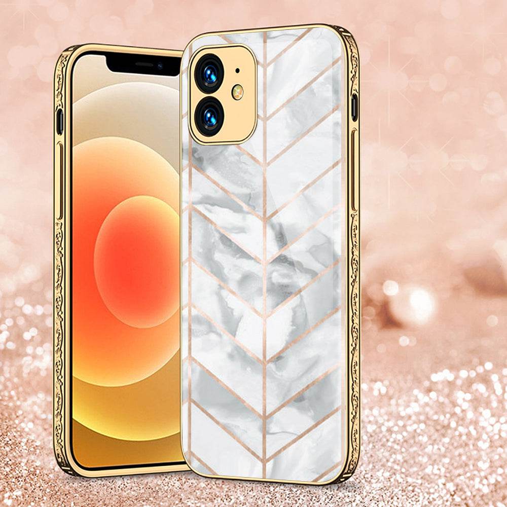 iPhone 11 Cover - White Marble Series 2 - Premium Electroplated Shutterproof Case Soft Silicon Borders Case - Futurestore.pk