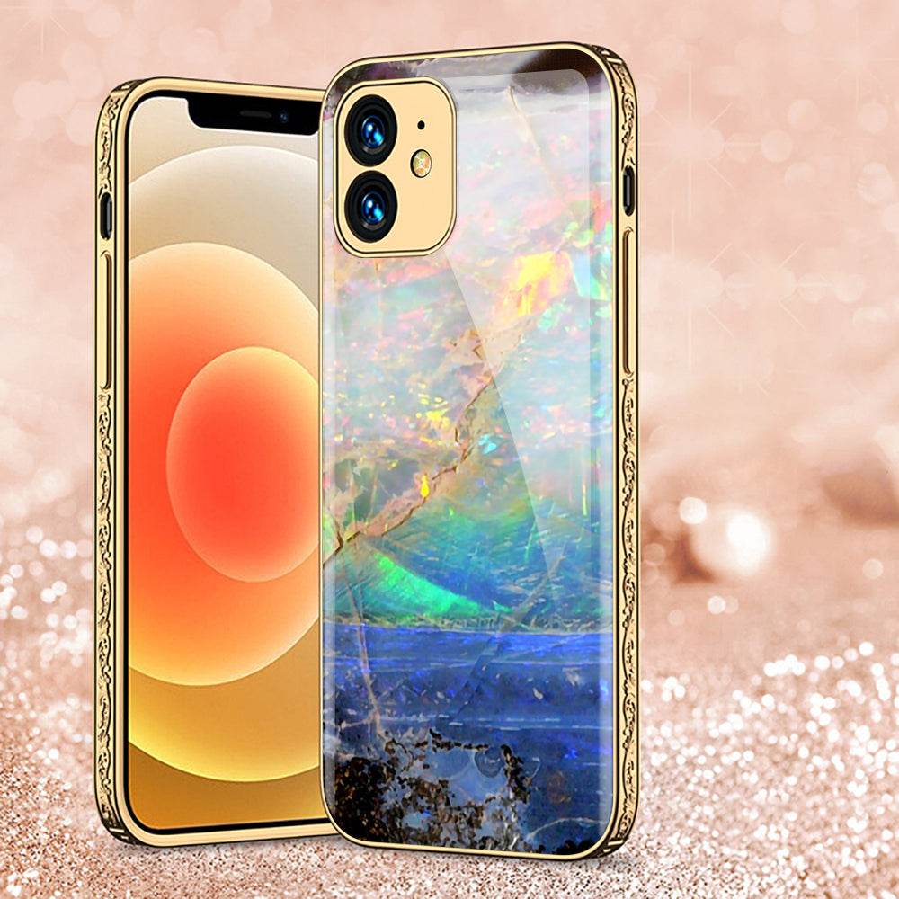 iPhone 11 Cover - Colorful Marble Series - Premium Electroplated Shutterproof Case Soft Silicon Borders Case - Futurestore.pk