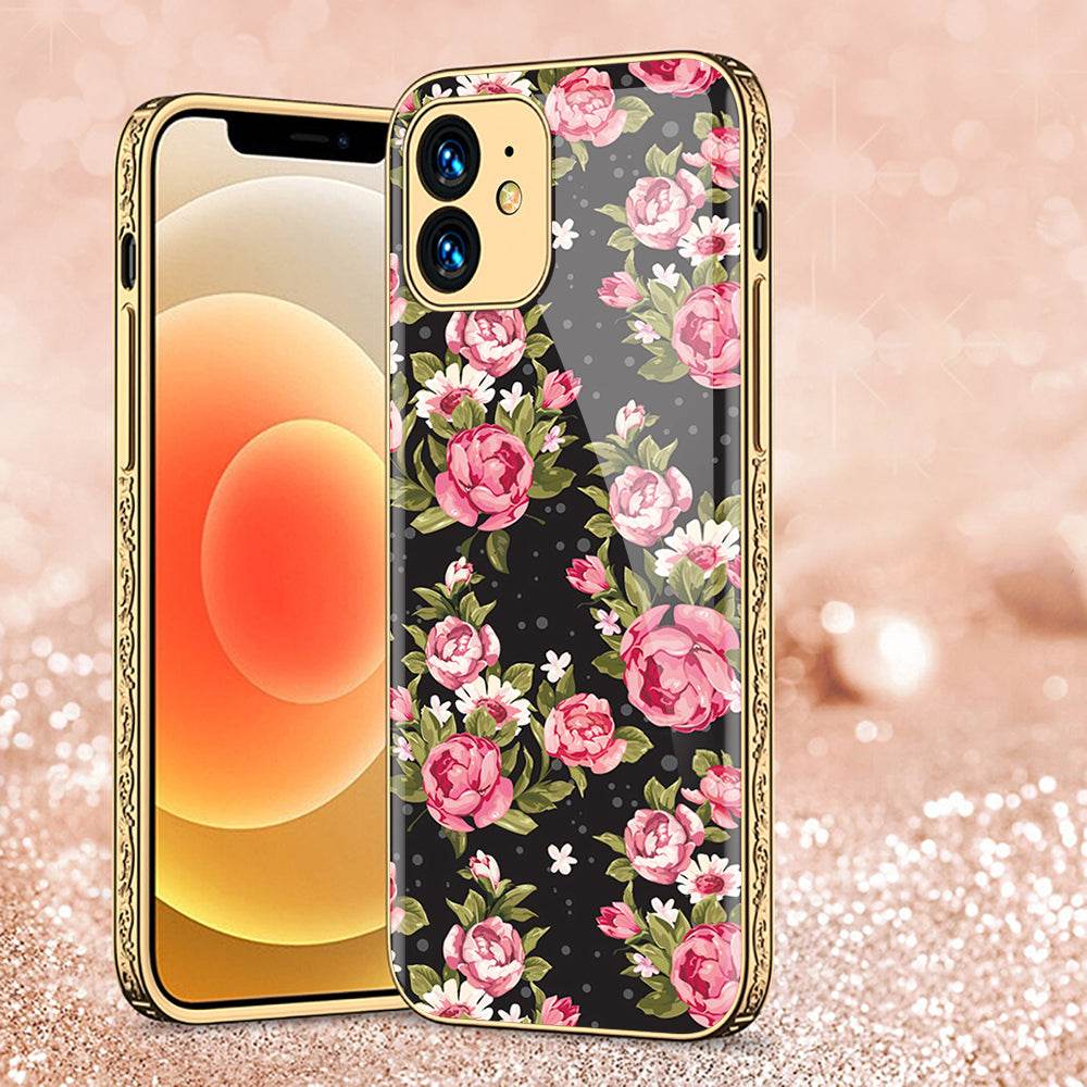 iPhone 11 Cover - Floral Series - Premium Electroplated Shutterproof Case Soft Silicon Borders Case - Futurestore.pk