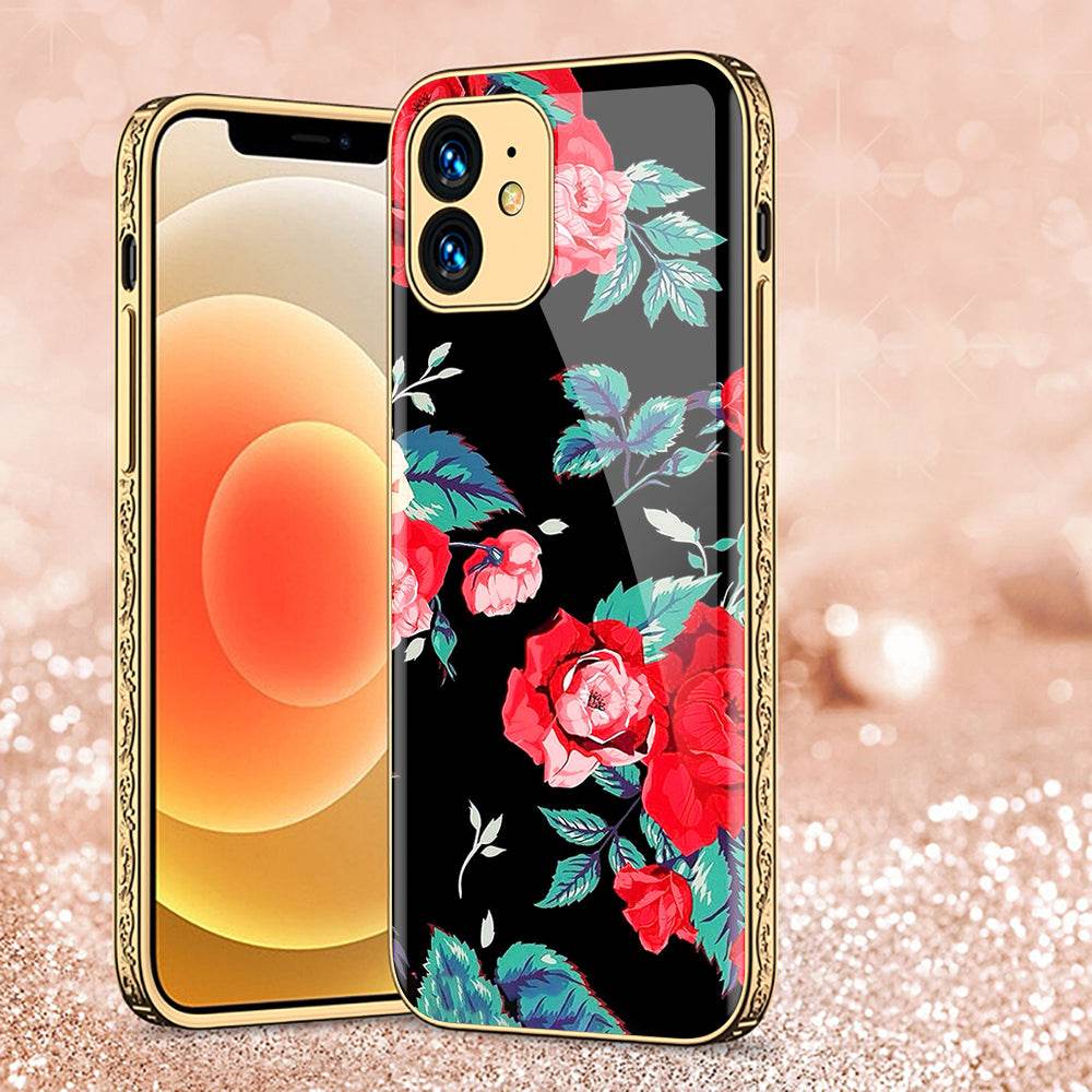 iPhone 11 Cover - Floral Series - Premium Electroplated Shutterproof Case Soft Silicon Borders Case - Futurestore.pk