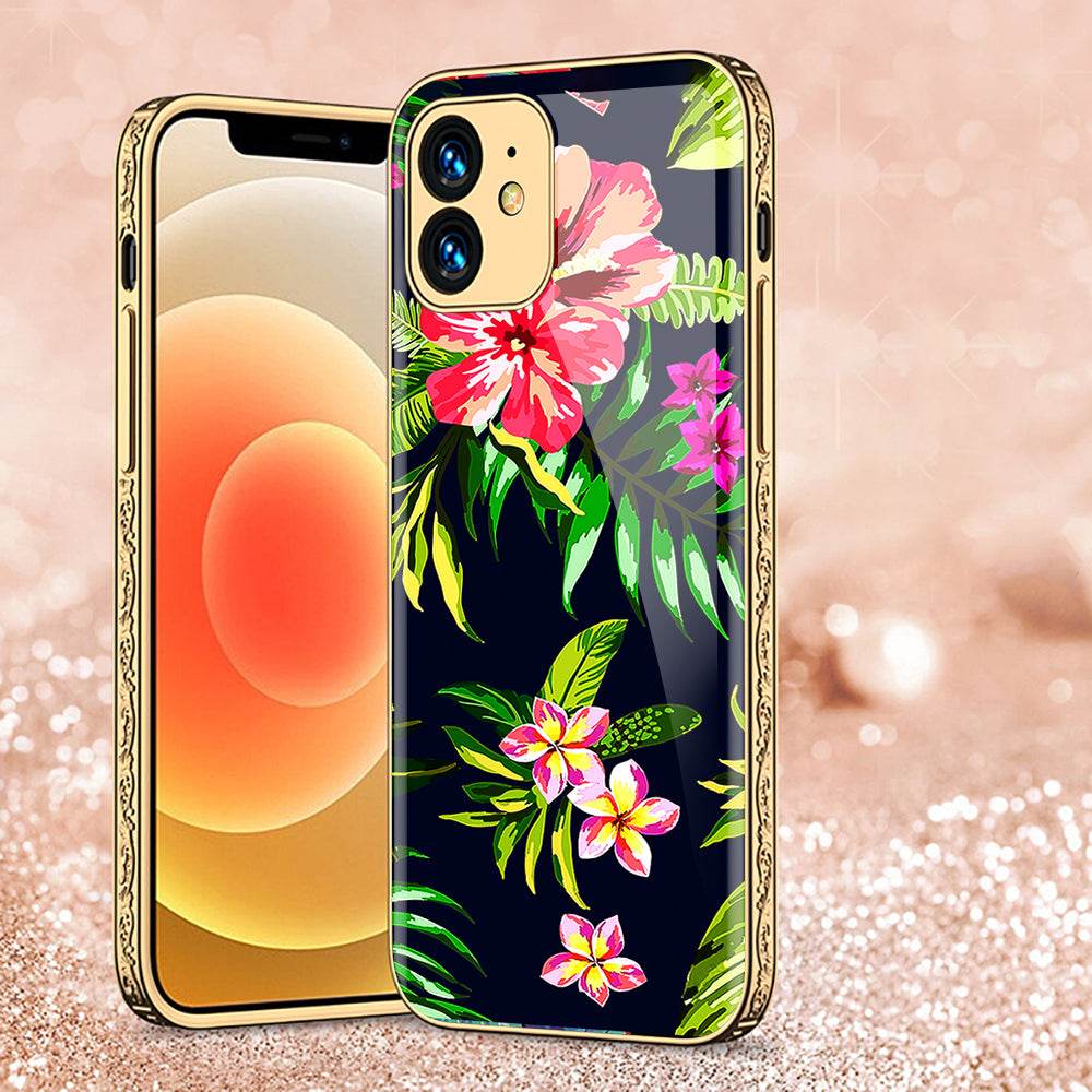iPhone 11 Cover - Floral Series - Premium Electroplated Shutterproof Case Soft Silicon Borders Case - Futurestore.pk