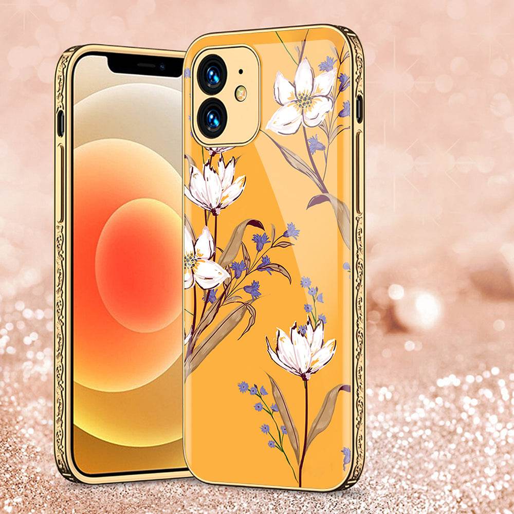 iPhone 11 Cover - Floral Series - Premium Electroplated Shutterproof Case Soft Silicon Borders Case - Futurestore.pk