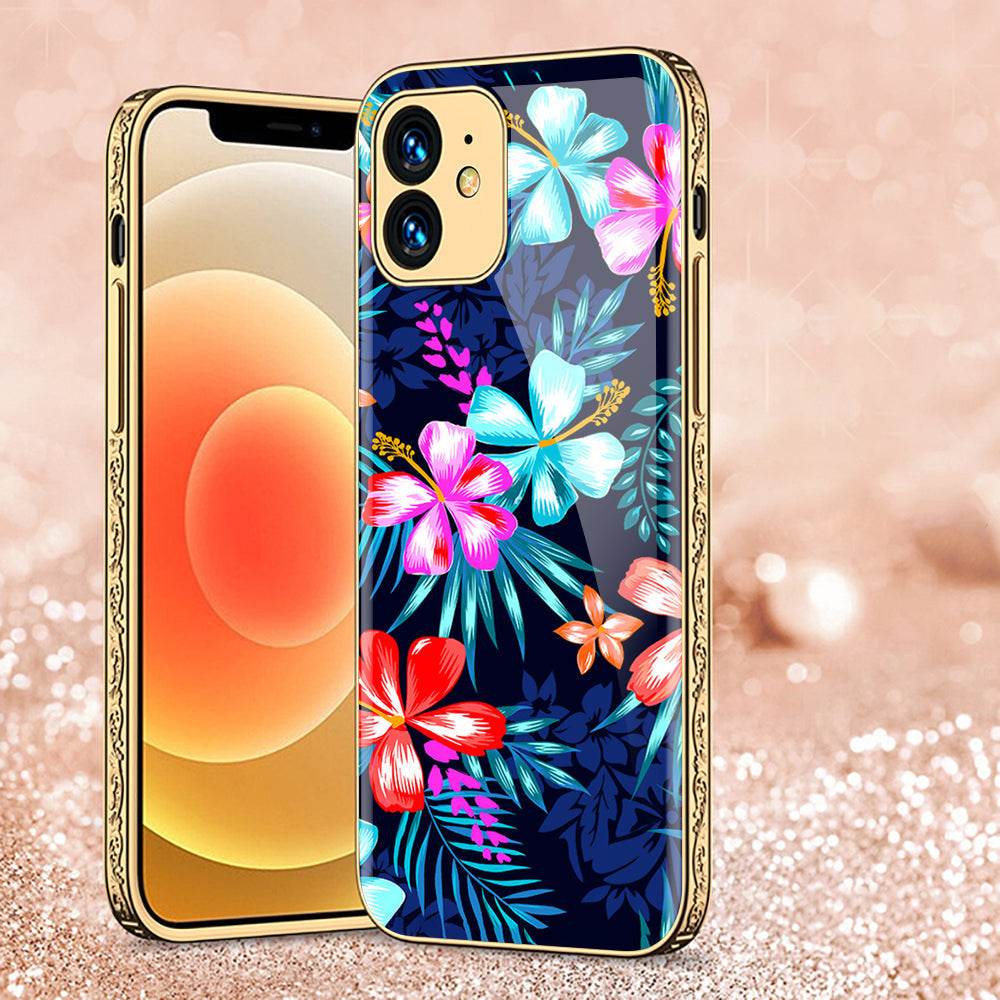 iPhone 11 Cover - Floral Series - Premium Electroplated Shutterproof Case Soft Silicon Borders Case - Futurestore.pk