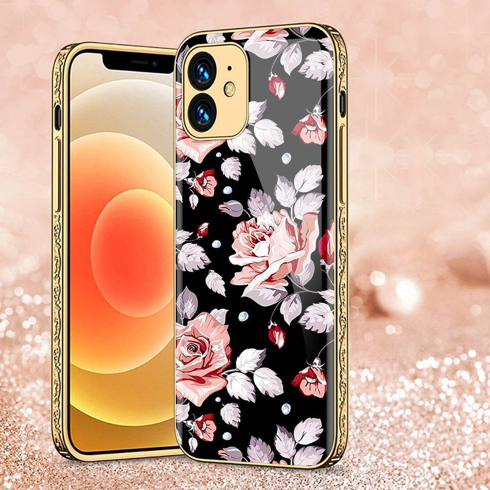 iPhone 11 Cover - Floral Series - Premium Electroplated Shutterproof Case Soft Silicon Borders Case - Futurestore.pk