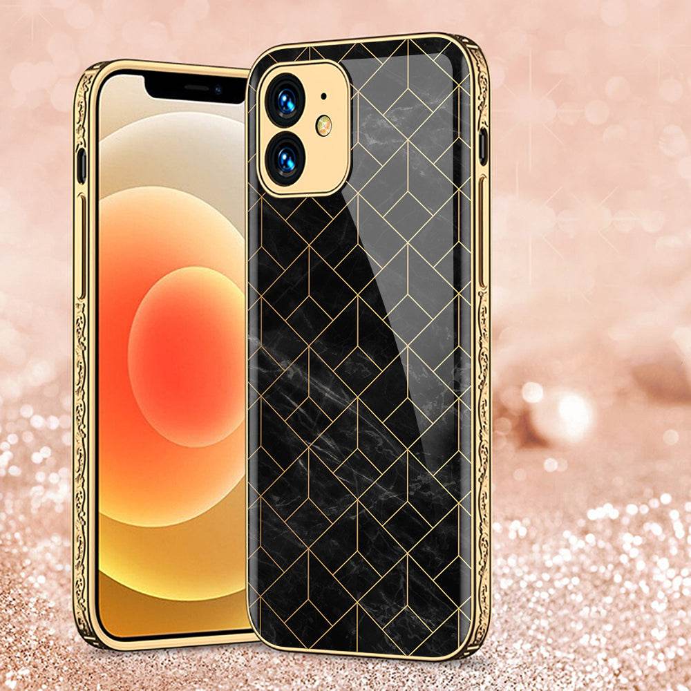 iPhone 11 Cover - Black Marble Series - Premium Electroplated Shutterproof Case Soft Silicon Borders Case - Futurestore.pk