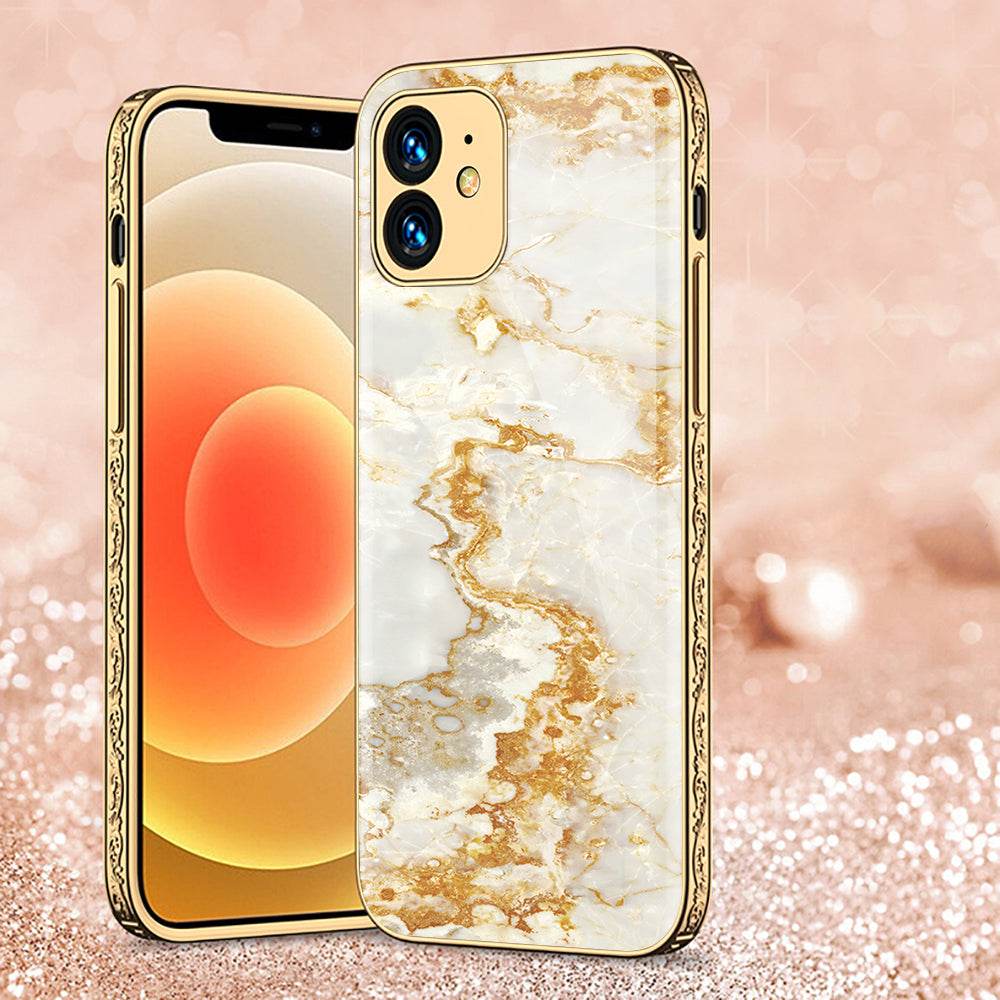 iPhone 11 Cover - Mystic Marble Series - Premium Electroplated Shutterproof Case Soft Silicon Borders Case - Futurestore.pk