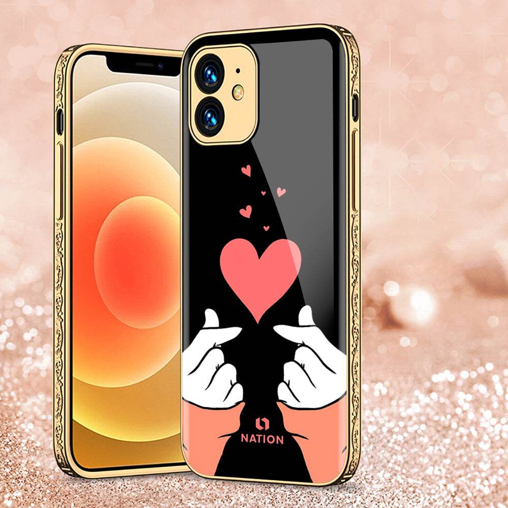 iPhone 11 Cover - Onation Heart Series - Premium Electroplated Shutterproof Case Soft Silicon Borders Case - Futurestore.pk