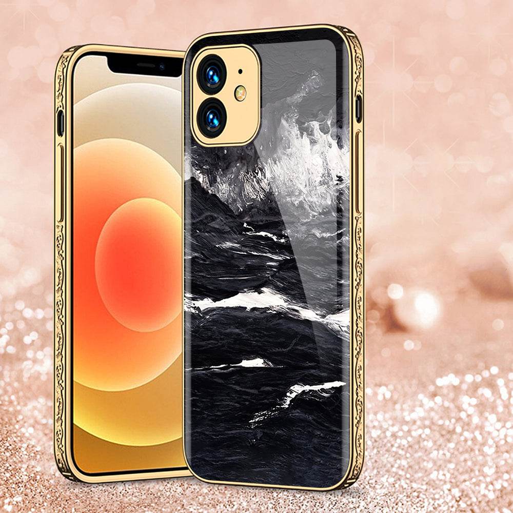 iPhone 11 Cover - Black Marble Series - Premium Electroplated Shutterproof Case Soft Silicon Borders Case - Futurestore.pk