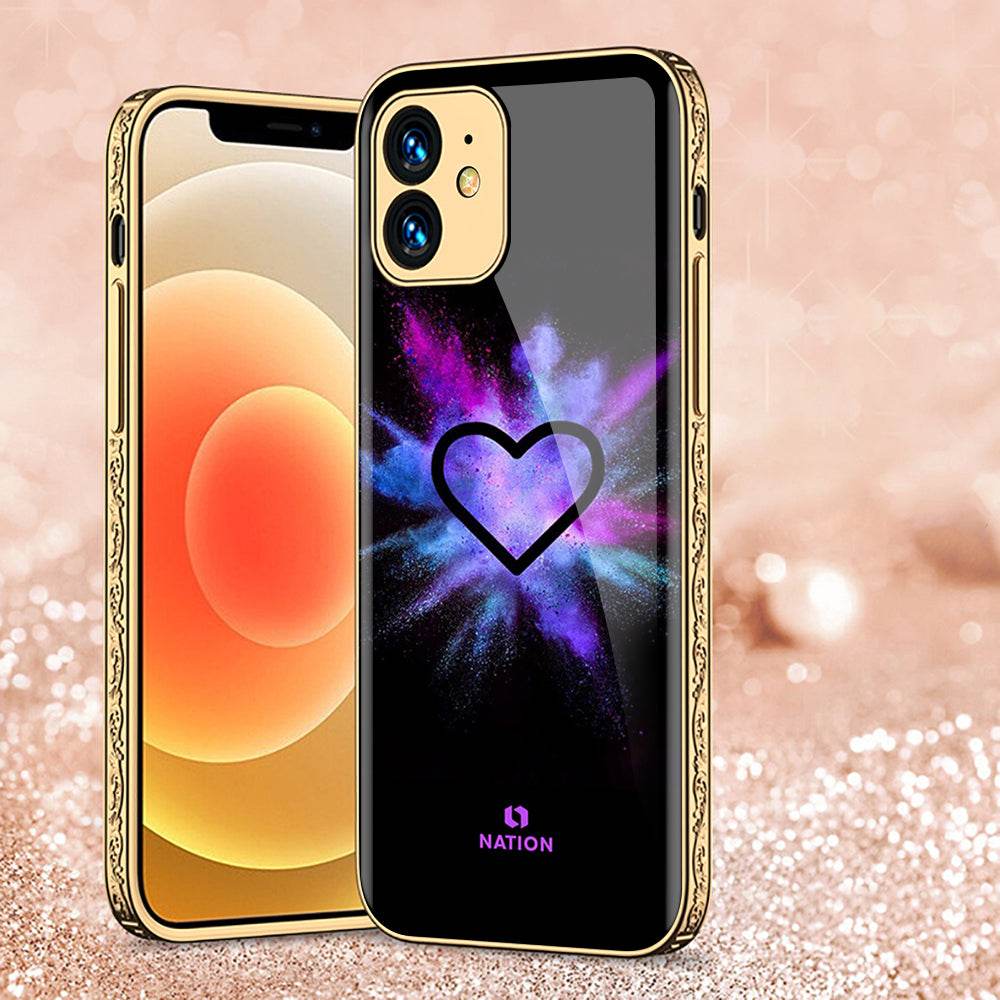 iPhone 11 Cover - Onation Heart Series - Premium Electroplated Shutterproof Case Soft Silicon Borders Case - Futurestore.pk