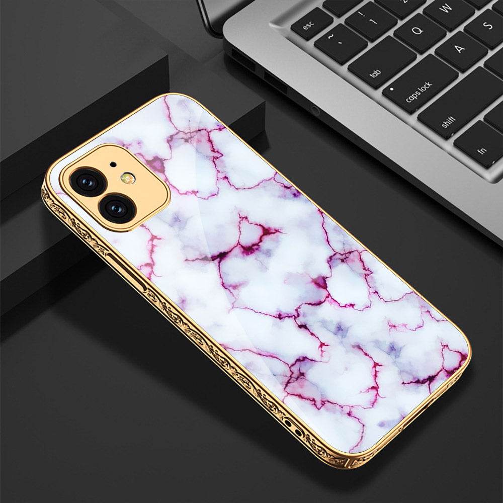 iPhone 11 Cover - White Marble Series - Premium Electroplated Shutterproof Case Soft Silicon Borders Case - Futurestore.pk